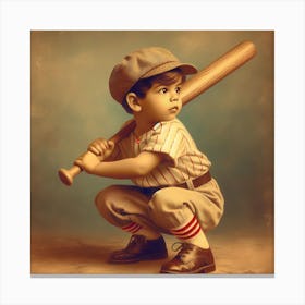 Little Boy playing baseball Canvas Print