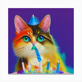 Birthday Cat Canvas Print