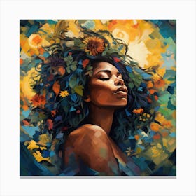 Woman With Flowers In Her Hair 1 Canvas Print