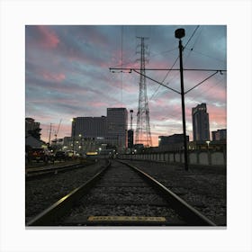 Sunset On The Tracks In New Orleans Canvas Print