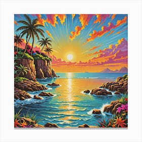 Sunset At The Beach 1 Canvas Print