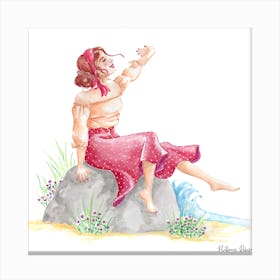 Summer girl by the sea Canvas Print