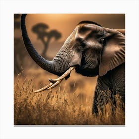 Elephant In The Grass Canvas Print