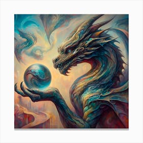 Dragon Holding Ball Canvas Print