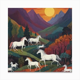 Unicorns In The Mountains Canvas Print