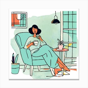 Illustration Of A Woman In A Chair Canvas Print