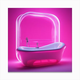 Furniture Design, Tall Bathtub, Inflatable, Fluorescent Viva Magenta Inside, Transparent, Concept Pr Canvas Print