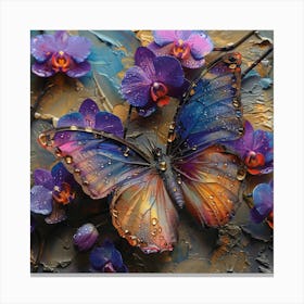 Butterfly And Orchids 1 Canvas Print