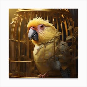 Parrot In Cage Canvas Print