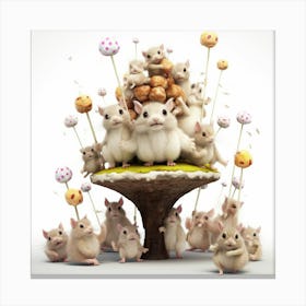 Hamsters On A Mushroom Canvas Print