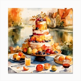 Watercolor Of A Cake Canvas Print