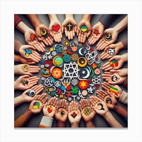 Multiethnic Hands Canvas Print