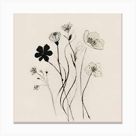 Flowers In Black And White 1 Canvas Print