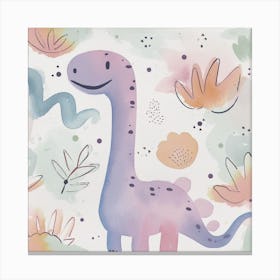Cute Muted Apatosaurus Dinosaur   1 Canvas Print