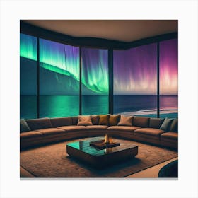 Aurora Borealis Over Living Room Canvas Print