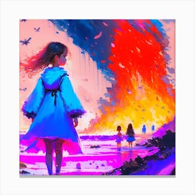 Girl In The Blue Dress Canvas Print