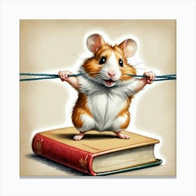 Hamster On A Book 2 Canvas Print