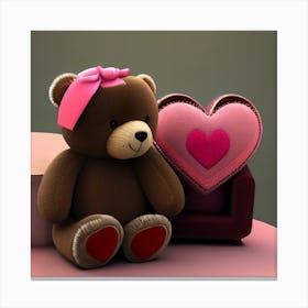 Teddy Bear With Heart Canvas Print