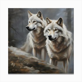 White Wolf Painting Canvas Print