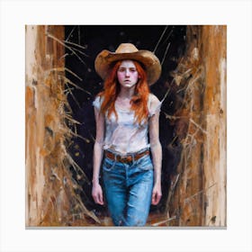 Cowgirl In Cowboy Hat Canvas Print