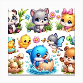 Cute Animals 4 Canvas Print