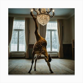 Deer In A Chandelier Canvas Print