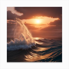 Sunset Over The Ocean Waterspout Canvas Print