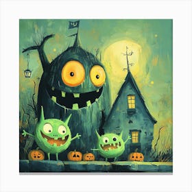 Halloween monsters green Canvas Print