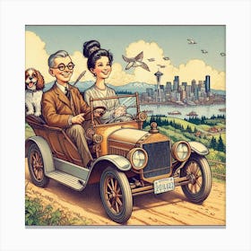 Couple In A Car 1 Canvas Print