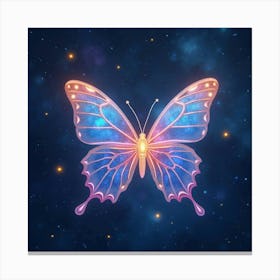 Watercolor Glowing Cosmic Butterflies Fluttering Through A Starry Expanse 1 Canvas Print