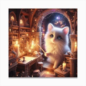 Cat In The Library Canvas Print