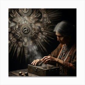 Woman Working With A Box Canvas Print