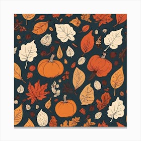 Autumn Leaves Seamless Pattern 2 Canvas Print