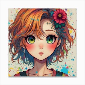 Anime colorful girl Canvas Print