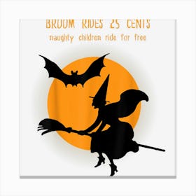 Halloween Funny Witch Broom Ride Canvas Print