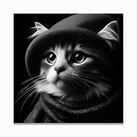 Cat In A Hat Canvas Print