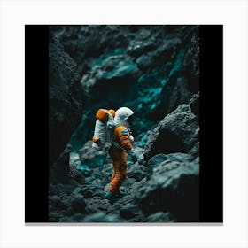 An Astronaut Among The Volcanic Rocks Canvas Print