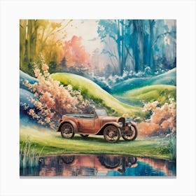 Vintage Car In The Woods Canvas Print