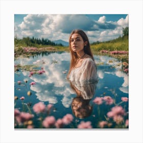 Girl In The Water Canvas Print