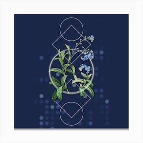 Vintage Water Forget Me Not Botanical with Geometric Line Motif and Dot Pattern n.0414 Canvas Print