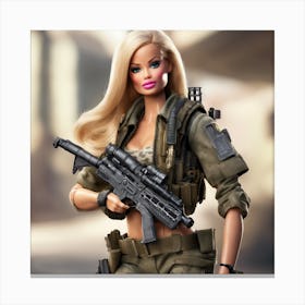 Barbie Soldier Canvas Print