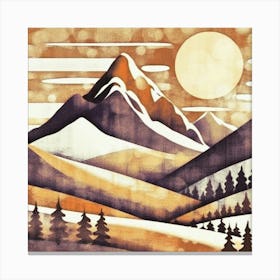 Firefly An Illustration Of A Beautiful Majestic Cinematic Tranquil Mountain Landscape In Neutral Col (74) Canvas Print