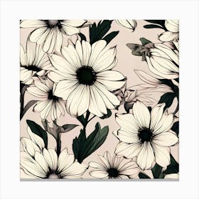 Black And White Daisy Wallpaper Canvas Print