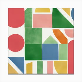 Geometric Shapes Green Red Object Canvas Print