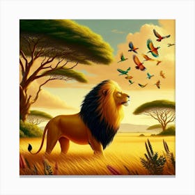 Lion In The Savannah 39 Canvas Print