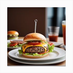 Hamburger With Fries And Soda Canvas Print