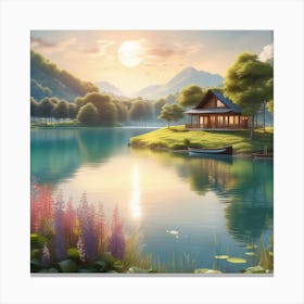 House On The Lake 5 Canvas Print