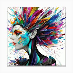 Aquarela Oil Paint Girl (5) Canvas Print