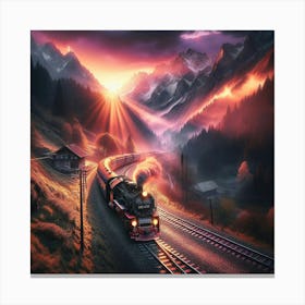 Steam Train Through The Mountains Canvas Print