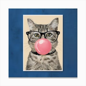 Kitty With Pink Bubble Gum Canvas Print